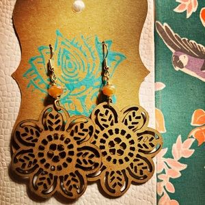 Wood laser cut Hippie Flowers earrings